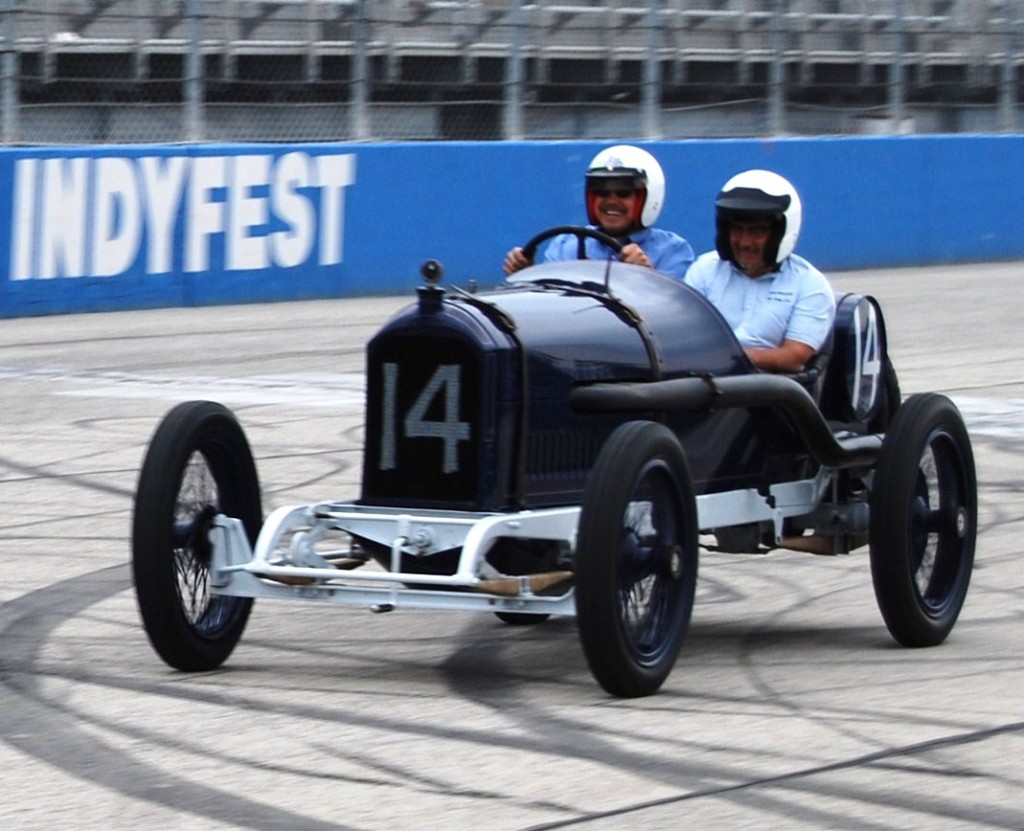 The 1913 Peugeot 3.0-liter coupe de l-auto at the Milwaukee Mile.