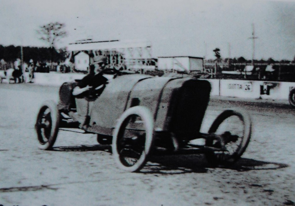 Early cameras distorted this image of a Peugeot at speed.