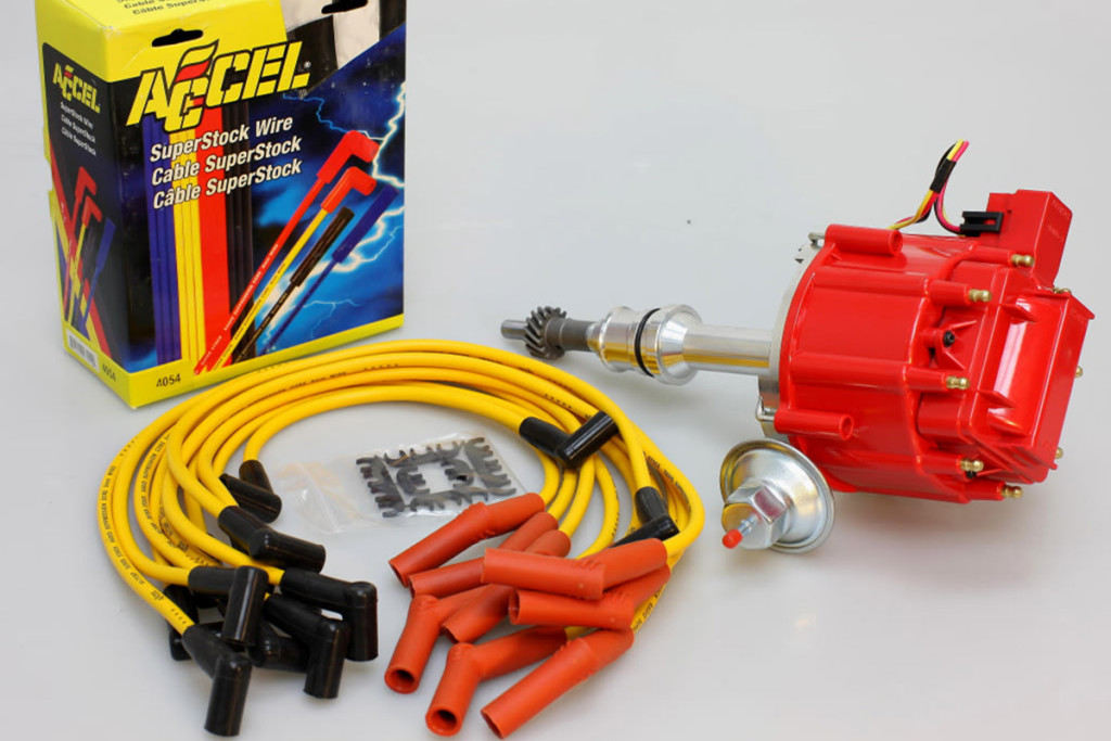 An aftermarket performance ignition system upgrade kit from Accel.