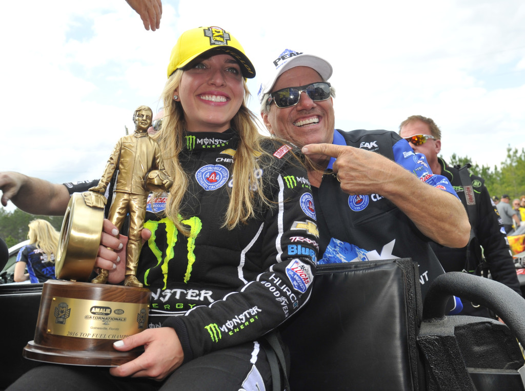 Brittany Force and her proud dad.
