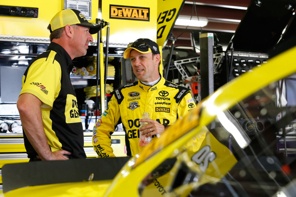  Kenseth and crew chief Jason Ratcliff talk in the garage before the race at New Hampshire.