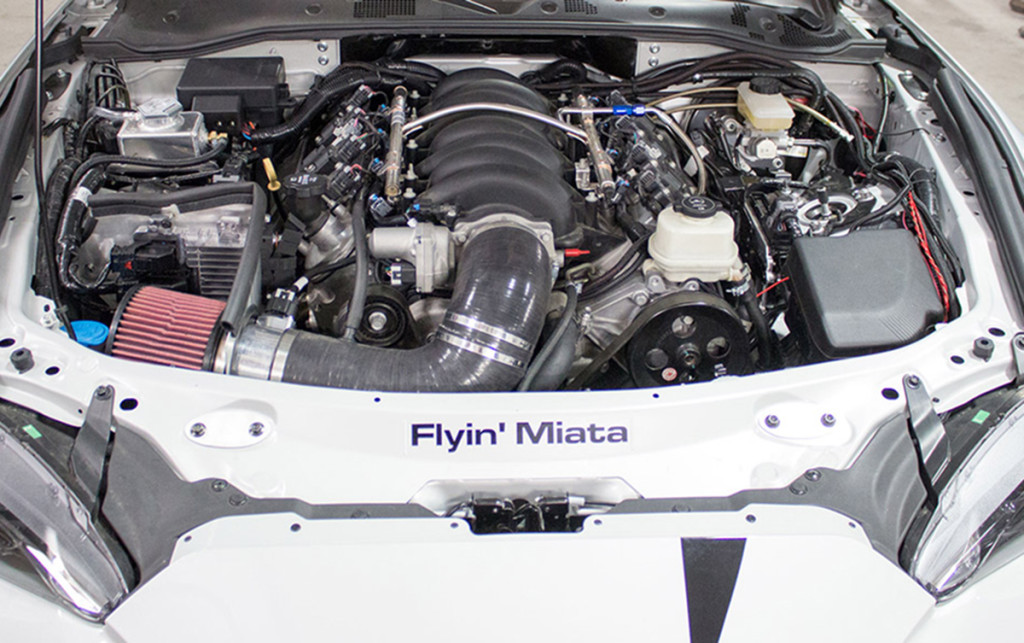 A closer look at the LS376/525 installed in the 2016 ND Miata from Flyin’ Miata. Wipe y our chin, you’re drooling! Image courtesy Flyin’ Miata.