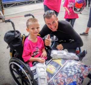 Dallas recipient, Trenton Tyer with Top Fuel Driver and Shirley's Kids supporter, Clay Millican