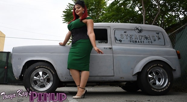 Pinup Pole Show Pinup of the Week: Cherry Rosie with a 1959 Ford U.K. Thames