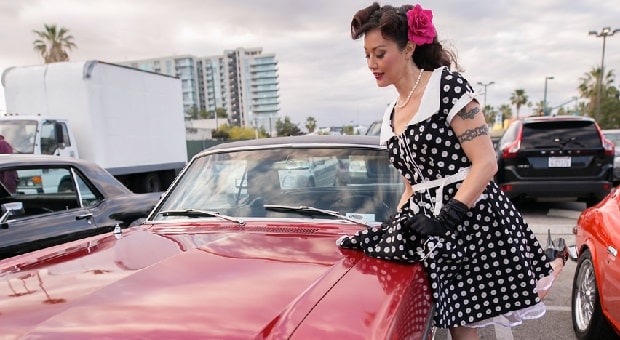 Pinup Pole Show Pinup of the Week: Monica Kay with a Ford Mustang