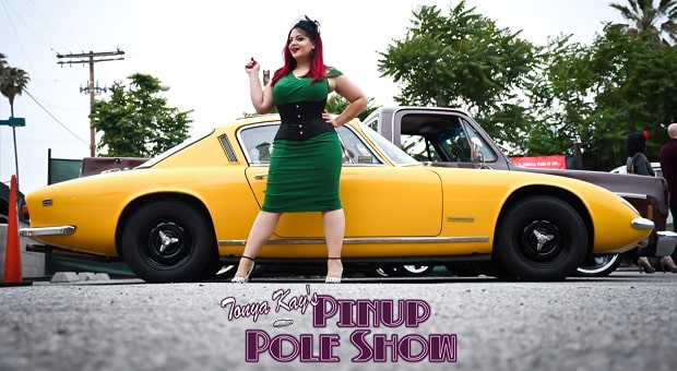 Pinup Pole Show Pinup of the Week: Cherry Rosie with a 1973 Lotus Elan Plus 2