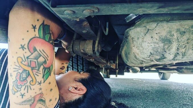 Angie Saenz and her 1953 Plymouth Cranbrook