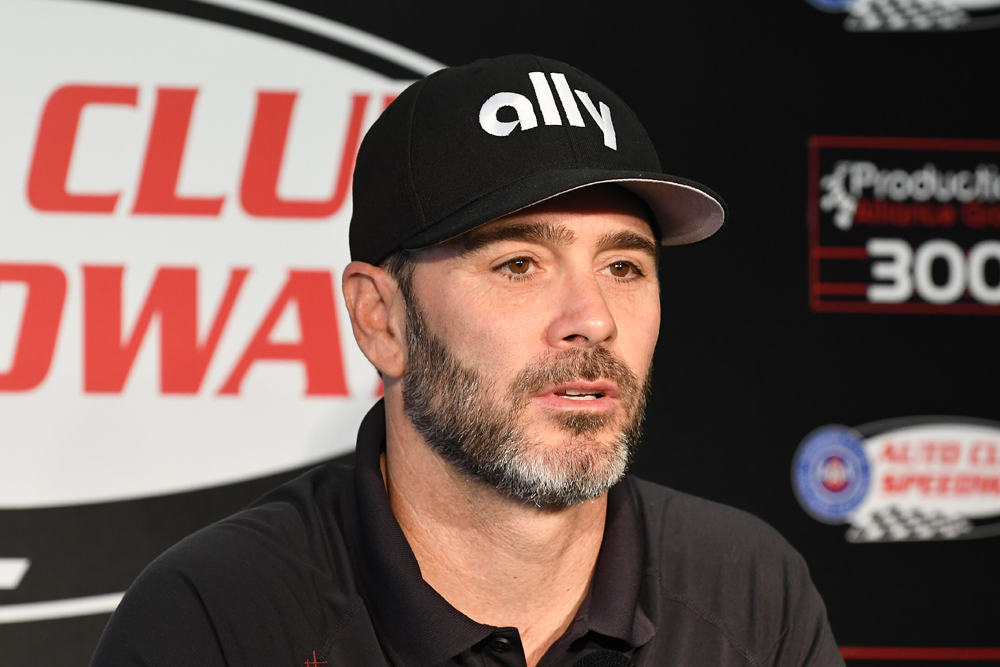 Jimmie Johnson at Auto Club Speedway's NASCAR Cup Series race in 2020