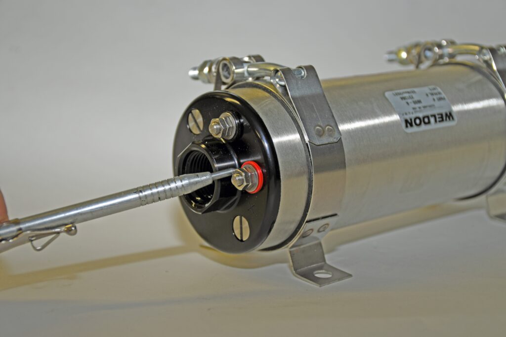 The electrical terminals on the Weldon pump are post configuration, situated on the outlet side of the pump. Wiring is equally simple.
