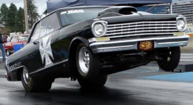 565 Dart engine, Brodix BB2XTRA heads, ladder bar drag car, 9 second drag car, Mike’s Transmission TH400, NHRA certified drag car, drag racing roller, big block drag car, race car for sale, bracket racing car, fiberglass race body, crank trigger ignition, Strange axles, Ford 9 inch rear end, Dominator carburetor