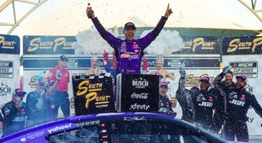 Denny Hamlin Overcomes Speeding Penalty to Win in Vegas