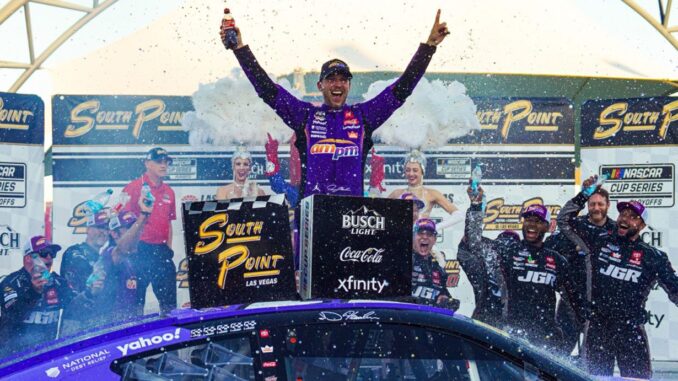 Denny Hamlin Overcomes Speeding Penalty to Win in Vegas